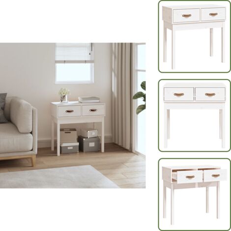 Mesita de entrada - vidaXL Mesa consola de madera maciza de pino blanco 76,5x40x75 cm - Mesita de salón