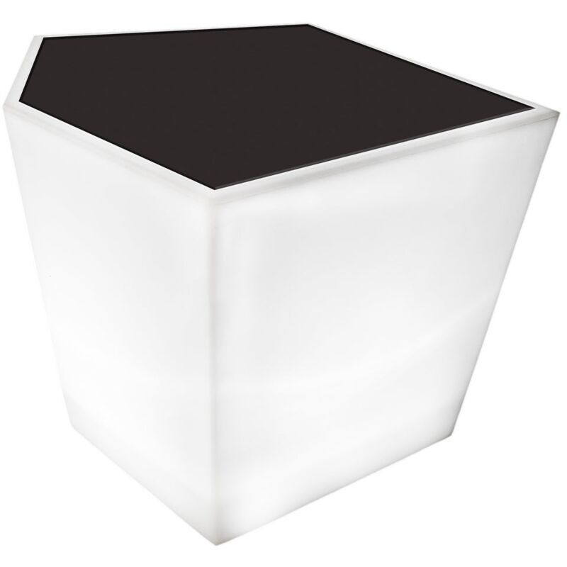 

Lolahome - Mesita de jardín led Penta geométrica de PE blanca y gris de 40x33x38 cm
