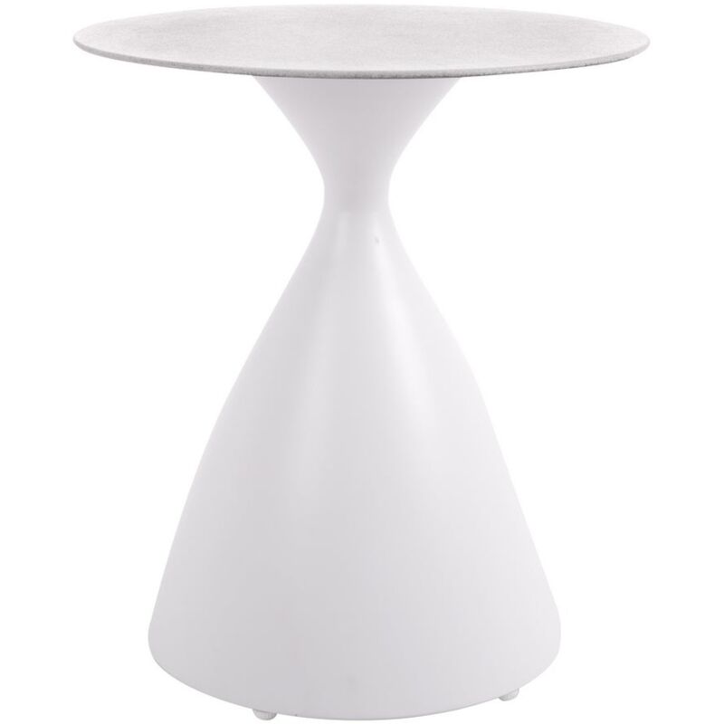 

Lolahome - Mesita de jardín pedestal Nadia de cristal templado y aluminio blanca de Ø 45x50 cm