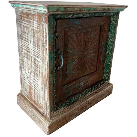 Mesita de Madera acabado artesanal azul 52x29x60