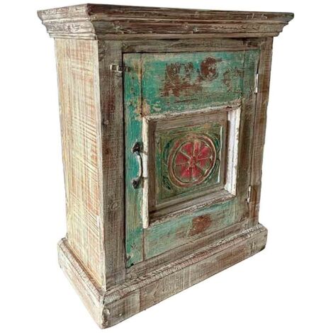 Mesita de Madera acabado artesanal azul 53x27x69