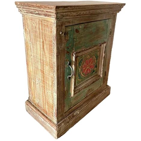 Mesita de Madera acabado artesanal azul 53x27x69