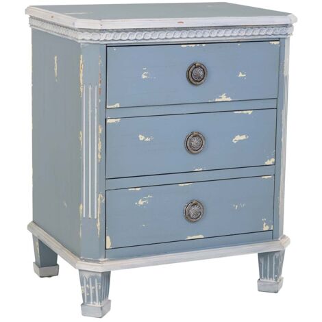 Mesita de madera de color azul con 3 cajones 50x35x60h cm
