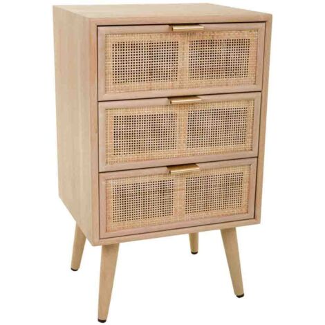 Mesita de madera y rejilla marrón 42x36.5x71
