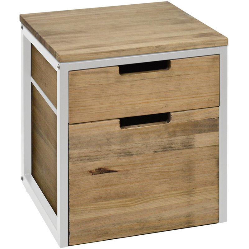 

Mesita de noche 2 cajones ECO Three Vintage – 40x40x47 cm. Blanco.