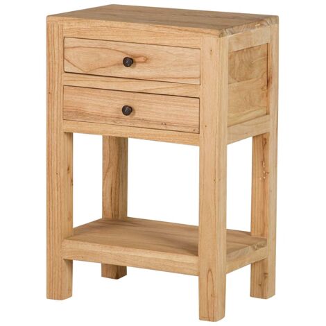 Mesita De Noche 2 Cajones Madera Mindi 45X30X66 Cm