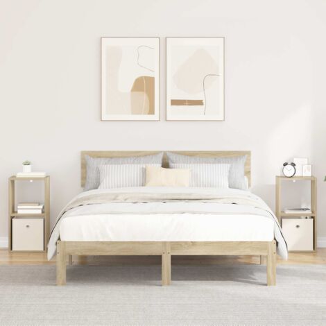 Mesita de Noche 2 pcs Roble  30,5 x 27 x 59,5 cm