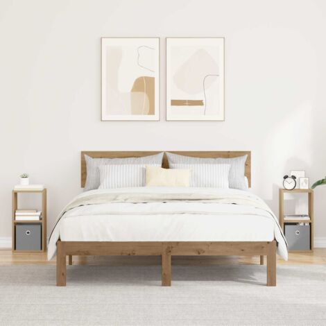 Mesita de Noche 2 pcs Roble artesanal 25,5 x 22 x 49,5 cm