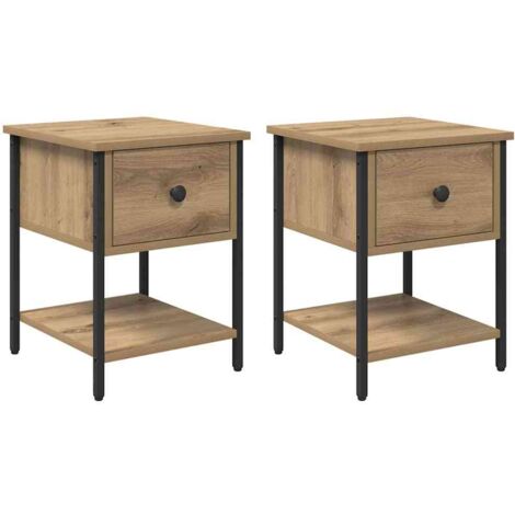 Mesita de Noche 2 pcs Roble artesanal 34 x 35,5 x 45 cm vidaXL
