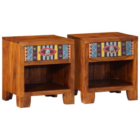 Mesita de noche 2 uds 40x35x45 cm madera maciza de acacia