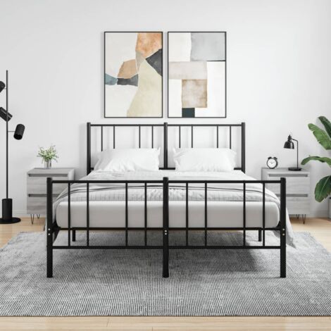 Mesita de noche 2 uds madera ingeniería gris  40x35x50 cm