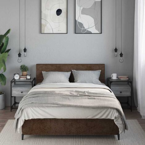 Mesita de noche 2 uds madera ingeniería gris  40x40x55 cm