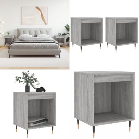 Mesita de noche 2 uds madera ingeniería gris Sonoma 40x35x50 cm - Mesita de noche gris - Mesita de noche madera