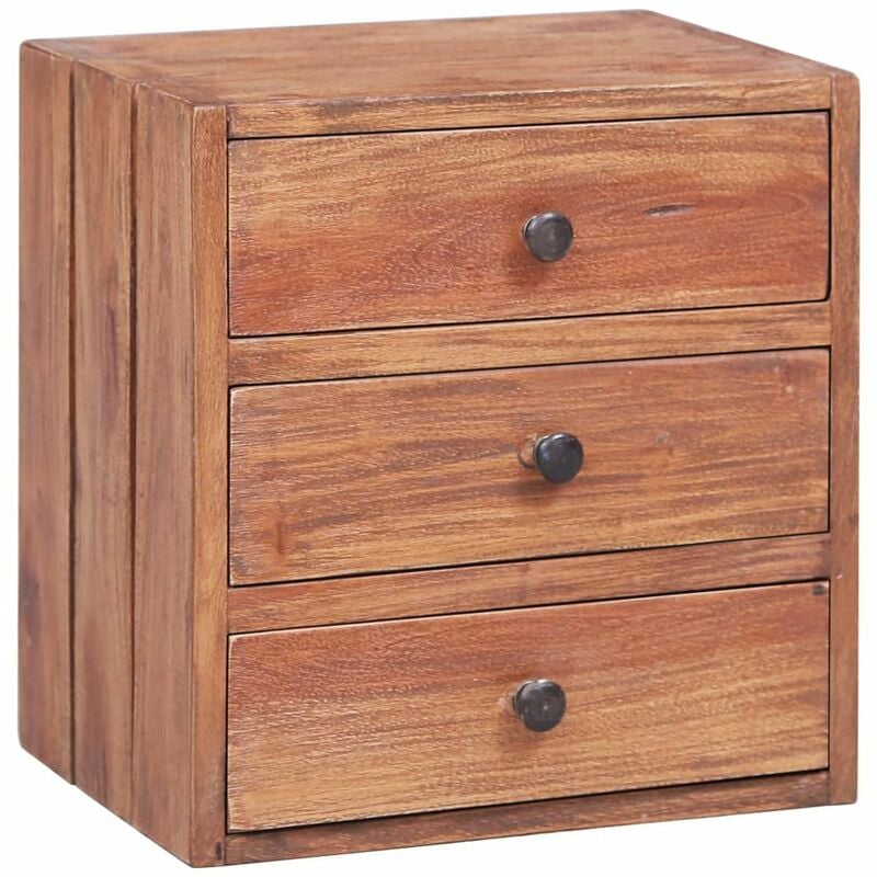 

Mesita de noche 3 cajones madera maciza reciclada 35x25x35 cm
