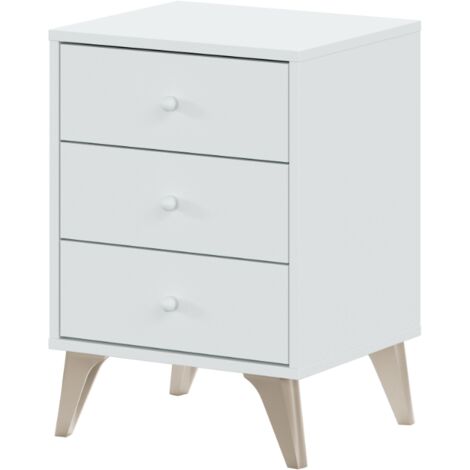 Mesita de noche 40x33,5x56 cm blanco mate con 3 cajones – Genova