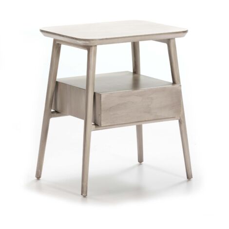 Mesita De Noche 50X38X60 Madera Gris Velado