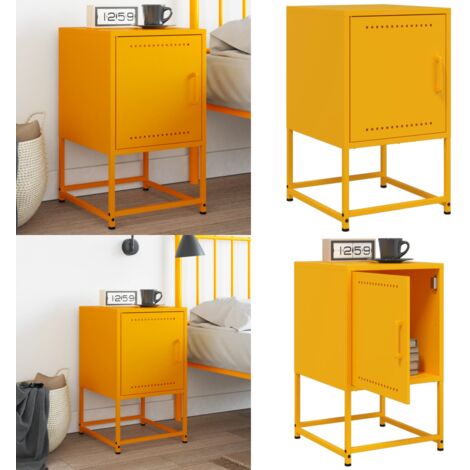 Mesita de noche acero amarillo mostaza 36x39x60,5 cm - Acero - Diseño industrial