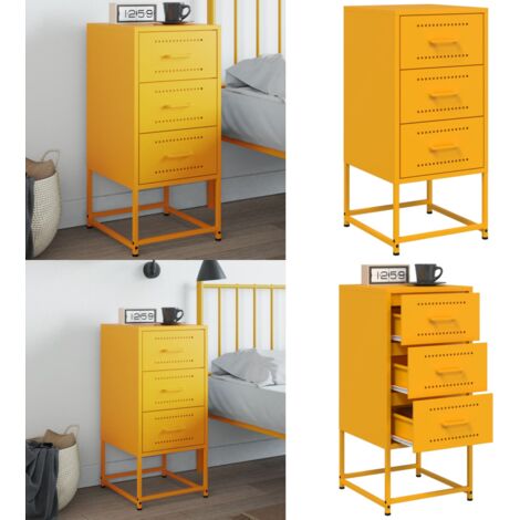 Mesita de noche acero amarillo mostaza 36x39x78 cm - Acero - Diseño industrial