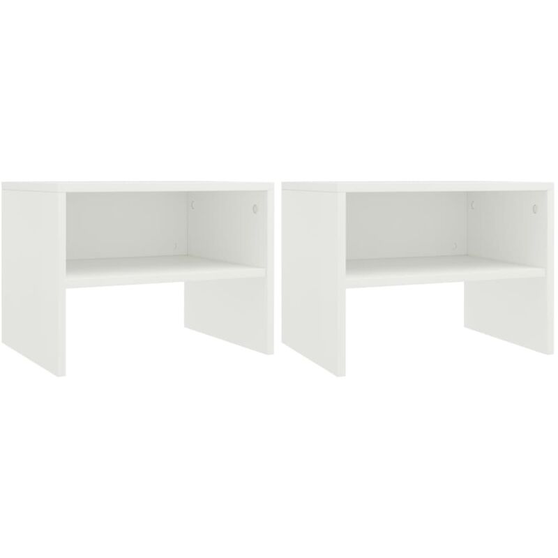 

vidaXL Mesita de Noche Aglomerado 40x30x30 cm Blanco 2 Unidades - Blanco