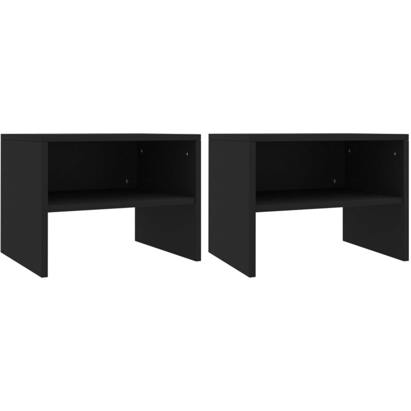 

vidaXL Mesita de Noche Aglomerado 40x30x30 cm Negro 2 Unidades - Negro