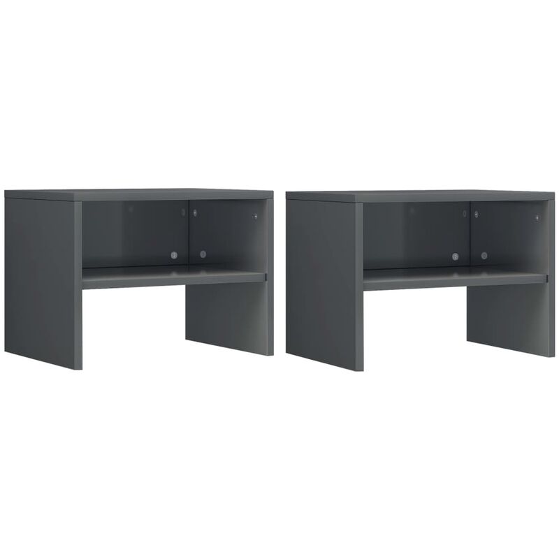 

vidaXL Mesita de Noche Aglomerado 40x30x30 cm Gris Brillante 2 Unidades - Gris
