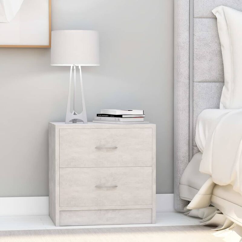 

Happyshopping - Mesita de noche aglomerado gris hormigon 40x30x40 cm