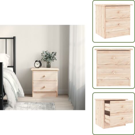 Mesita de noche alta - vidaXL Mesita de noche ALTA madera maciza de pino 41x35x41 cm - Mesita de noche con cajón