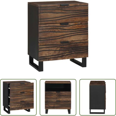 Mesita de noche -  Armario de Noche Nogal 50 x 33 x 62 cm Madera maciza de Acacia