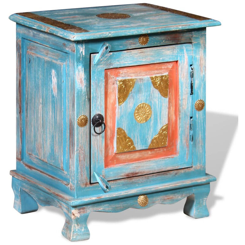 

Mesita de noche azul de madera maciza de mango
