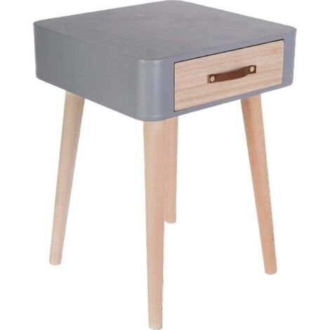MESITA DE NOCHE BLANCA 1 CAJON MADERA -