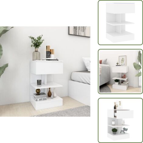 Mesita de noche blanca - vidaXL Mesita de noche aglomerado blanco 40x35x65 cm - Mesita de noche multifuncional