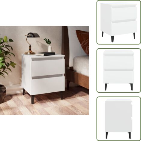 Mesita de noche blanca - vidaXL Mesita de noche blanco madera contrachapada 40x35x50 cm - Mesita de noche con cajones