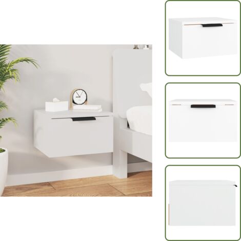 Mesita de noche blanca - vidaXL Mesita de noche de pared blanco 34x30x20 cm - Mesita de noche moderna