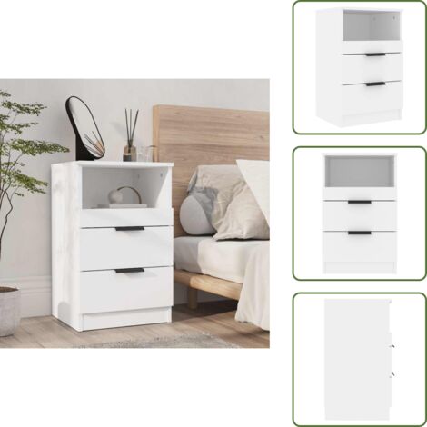 Mesita de noche blanca - vidaXL Mesita de noche madera contrachapada blanco - Mesita de noche decorativa