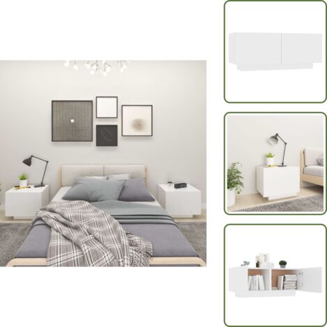 Mesita de noche blanca - vidaXL Mesita de noche madera de ingeniería blanco 100x35x40 cm - Mesita de noche de ingeniería