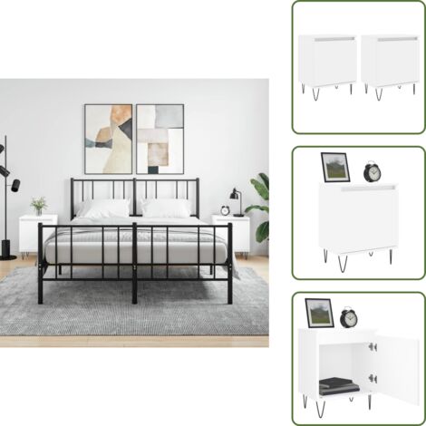 Mesita de noche blanca - vidaXL Mesitas de noche 2 uds madera de ingeniería blanco 40x30x50 cm - Mesita de noche con almacenamiento