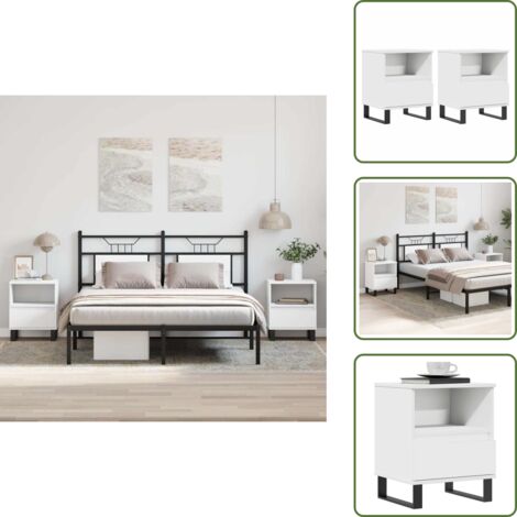 Mesita de noche blanca - vidaXL Mesitas de noche 2 uds madera de ingeniería blanco 40x35x50 cm - Mesita de noche con cajón