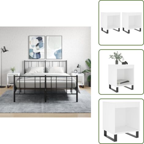 Mesita de noche blanca - vidaXL Mesitas de noche 2 uds madera de ingeniería blanco 40x35x50 cm - Mesita de noche con compartimento