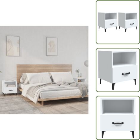 Mesita de noche blanca - vidaXL Mesitas de noche 2 unidades madera contrachapada blanca - Almacenamiento