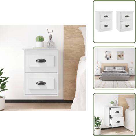 Mesita de noche blanca - vidaXL Mesitas de noche de pared 2 uds blanco 41,5x36x53 cm - Mesita de noche con cajones