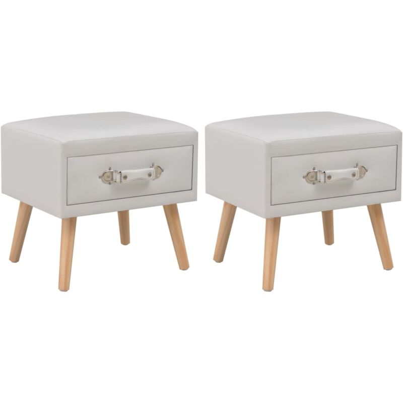 

vidaXL Mesita de Noche 40x35x40 cm Cuero Sintético Blanco 2 Unidades - Blanco