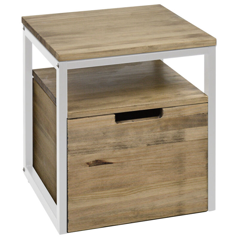 

Mesita de noche cajón inferior ECO Three – 40x40x47 cm. Blanco.