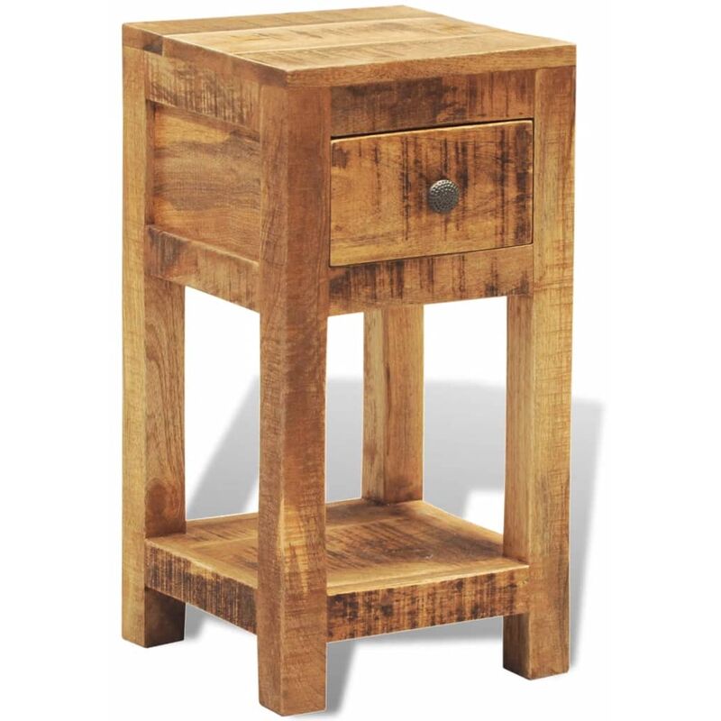 

Mesita de noche con 1 cajón de macera maciza de mango