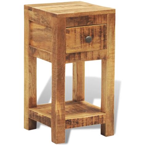 Mesita de noche con 1 cajón de macera maciza de mango