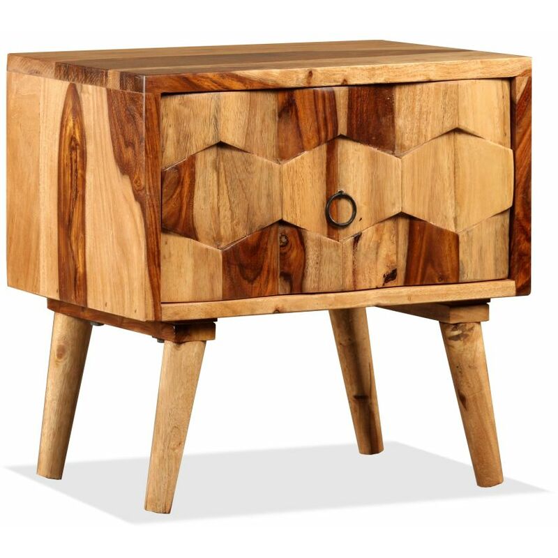 

Mesita de noche con 1 cajón de madera maciza sheesham