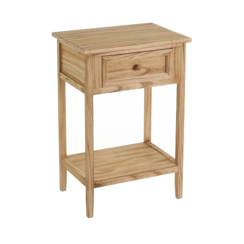 

Mesita de noche con 1 cajón natural de madera de 45x33x67 cm