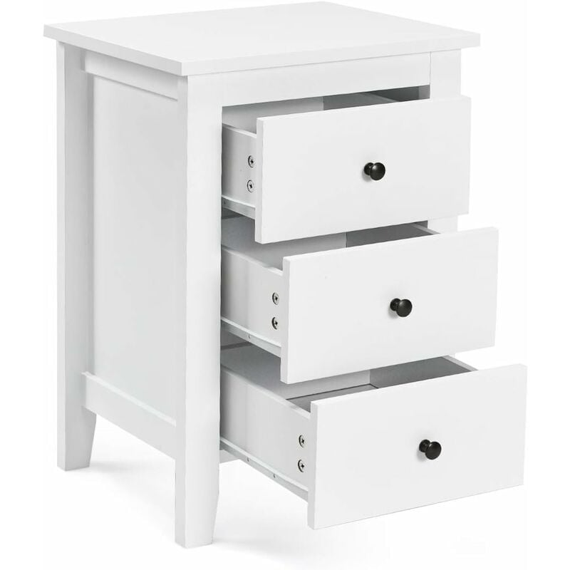 

Mesita de Noche con 3 Cajones Cajonera Moderna Mesita de Noche para Sala de Estar Dormitorio, Color Blanco