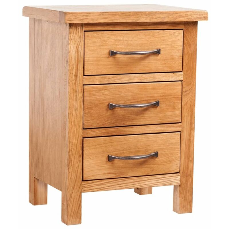 

Mesita de noche con 3 cajones madera maciza roble 40x30x54 cm