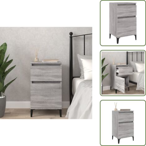 Mesita de noche con almacenamiento - vidaXL Mesita de noche color gris sonoma 40x35x70 cm - Mesita de noche decorativa