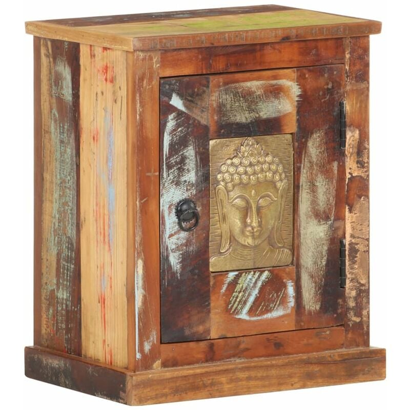 

Mesita de noche con Buda madera maciza reciclada 40x30x50 cm